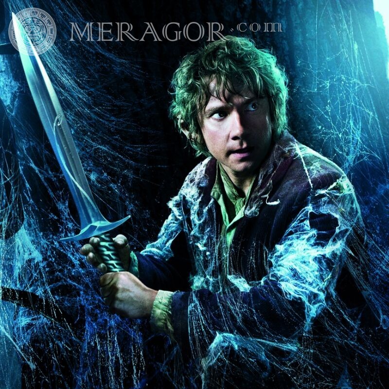 O hobbit Bilbo no avatar Com arma Dos filmes