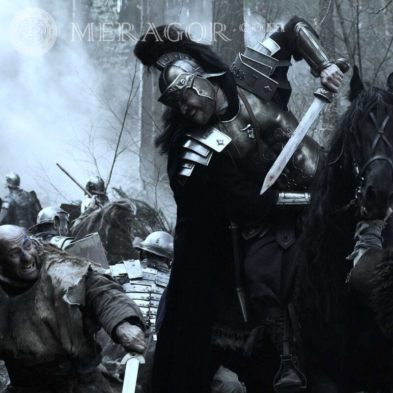 Foto de romanos na cena da batalha na foto do perfil Dos filmes Com arma
