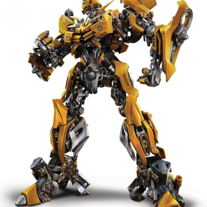 Yellow transformer Bumblebee for profile picture From films Transformers Robots
