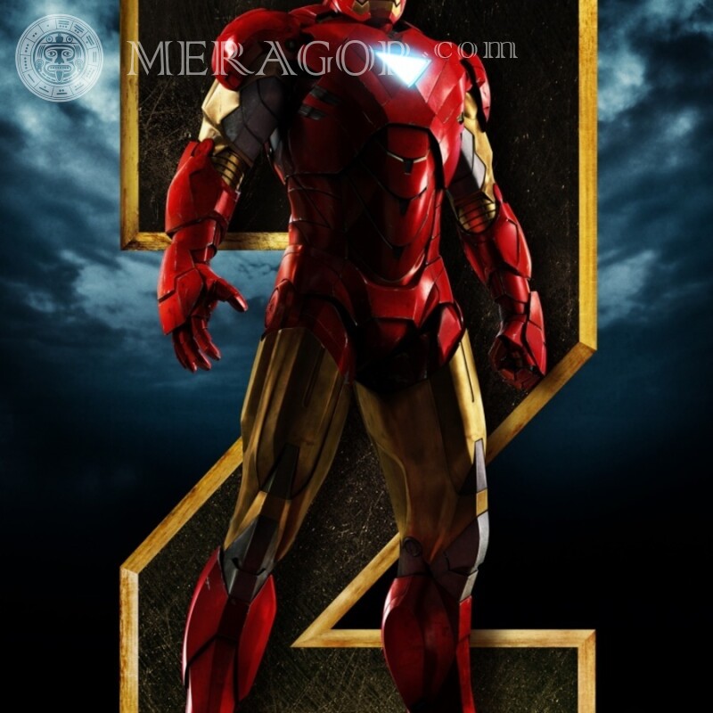 Iron Man auf dem Hintergrund eines Zwei-Avatars Aus den Filmen