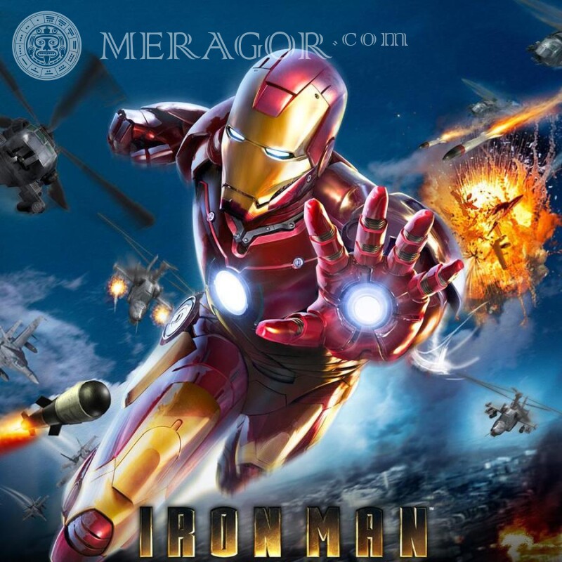 Iron Man mit ausgestrecktem Palmen-Avatar Aus den Filmen