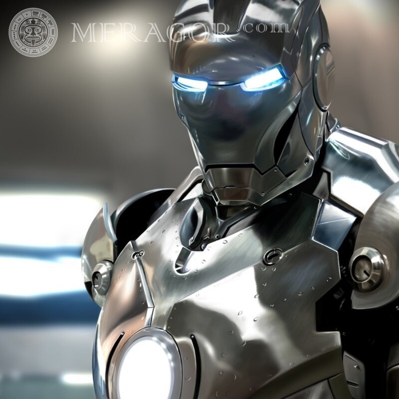 Iron man in a steel-colored suit for your profile picture From films