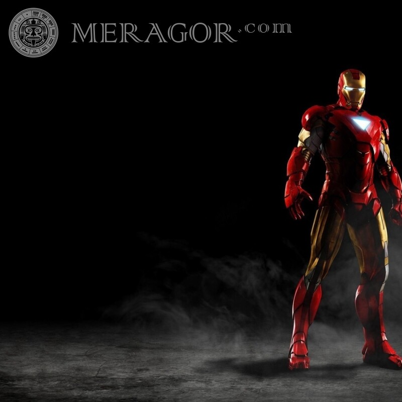 Iron man in full growth on a black background avatar From films