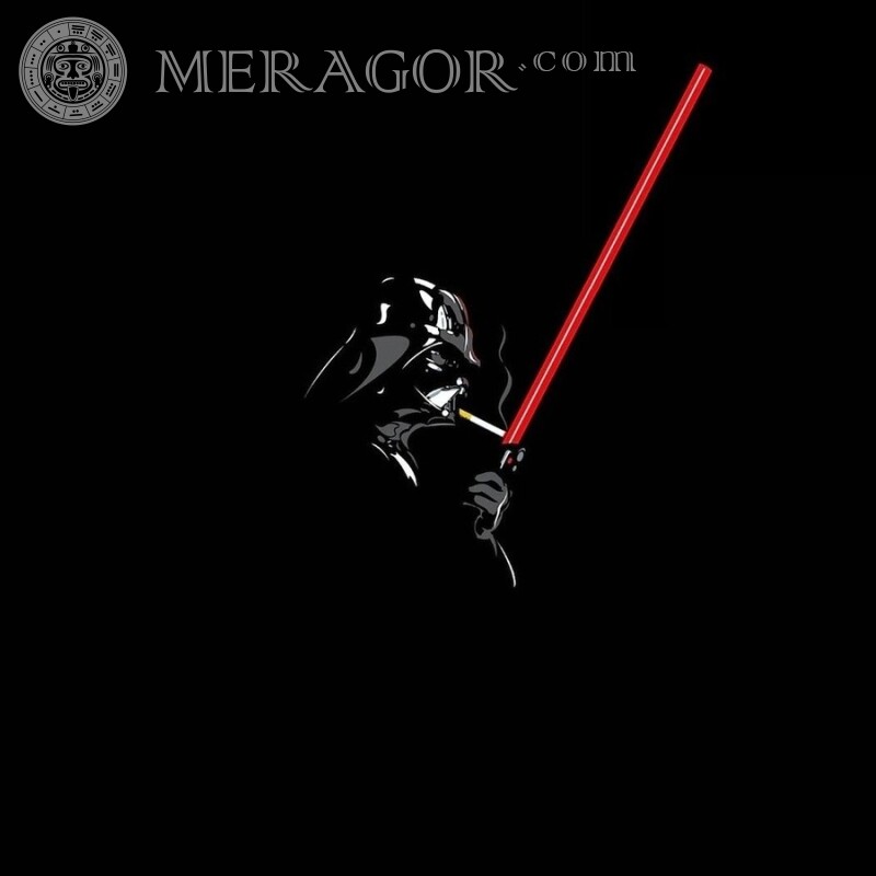 Dessin Darth Vader allume une cigarette à partir d'un avatar d'épée Des films Animé, dessin