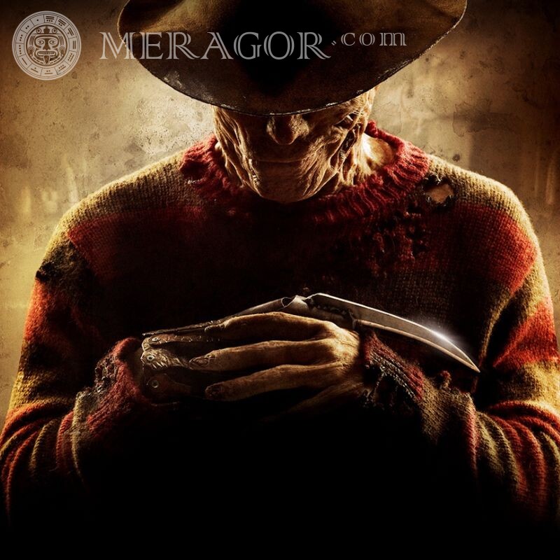 Avatar de A Nightmare on Elm Street com Freddy Krueger Assustador Na tampa Homens Com arma