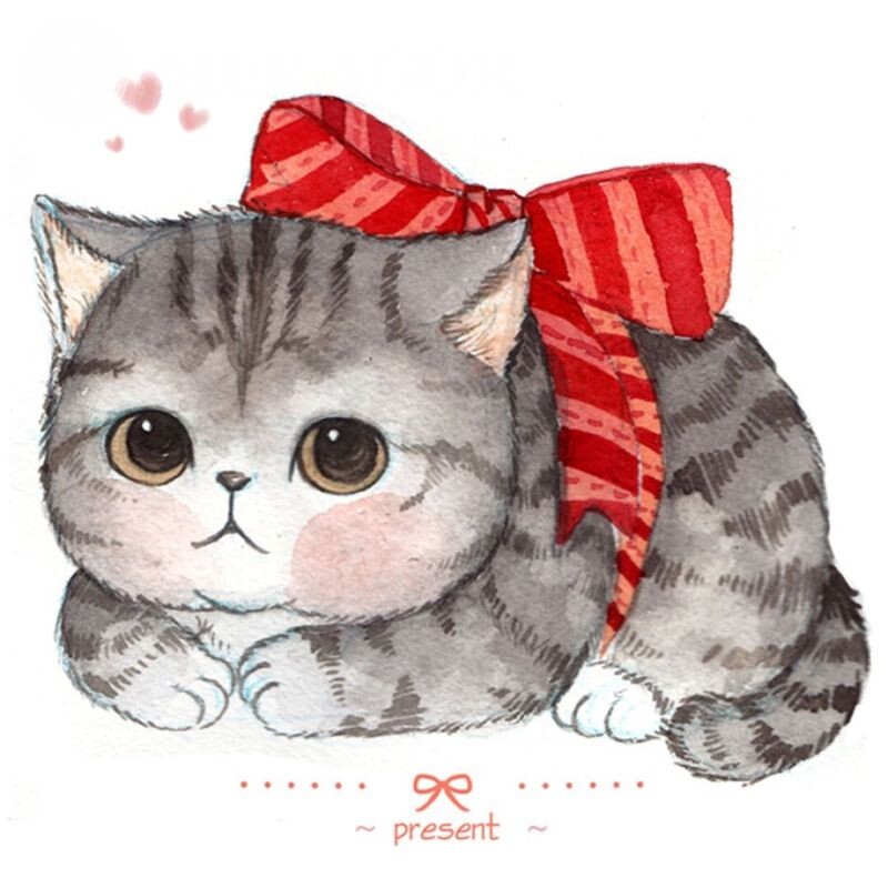 Милый котенок картинка на аву Коты Аниме, рисунок