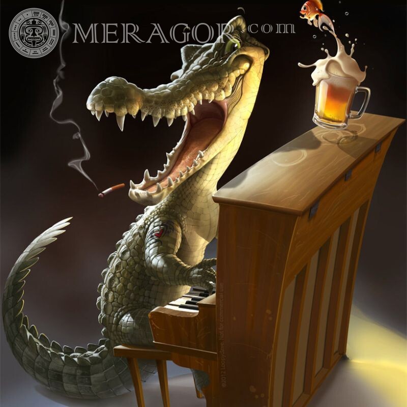 Прикольний крокодил картинка на аву Аніме, малюнок Крокодил