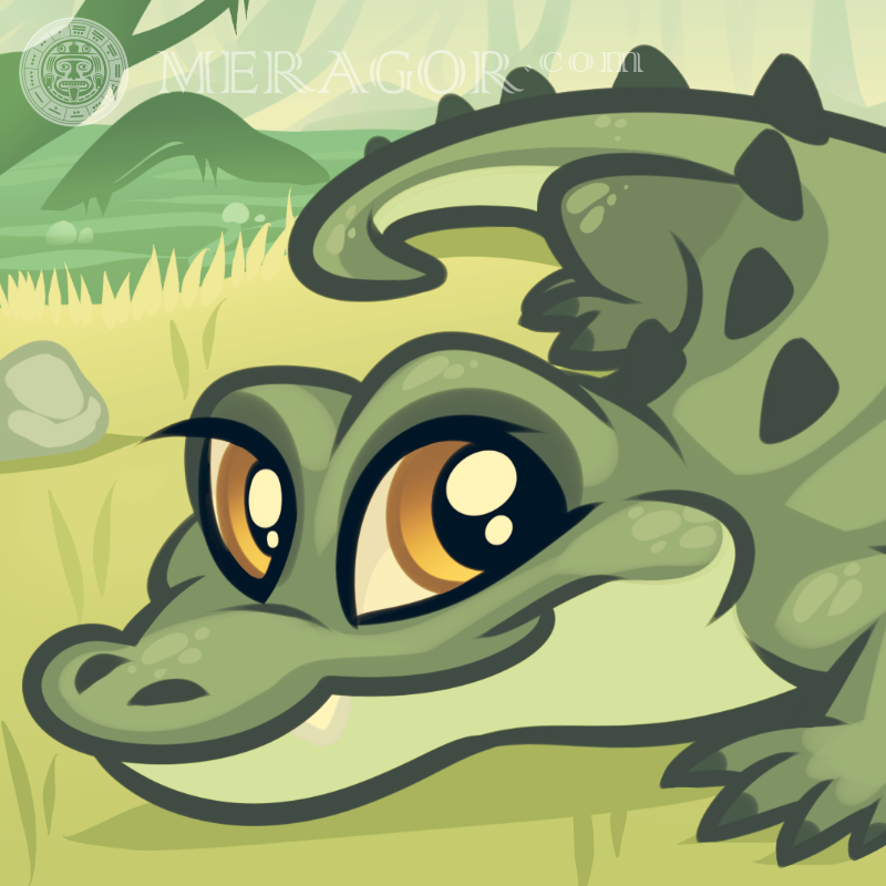 Nettes Krokodil auf Avatar-Mädchen Krokodile Anime, Zeichnung