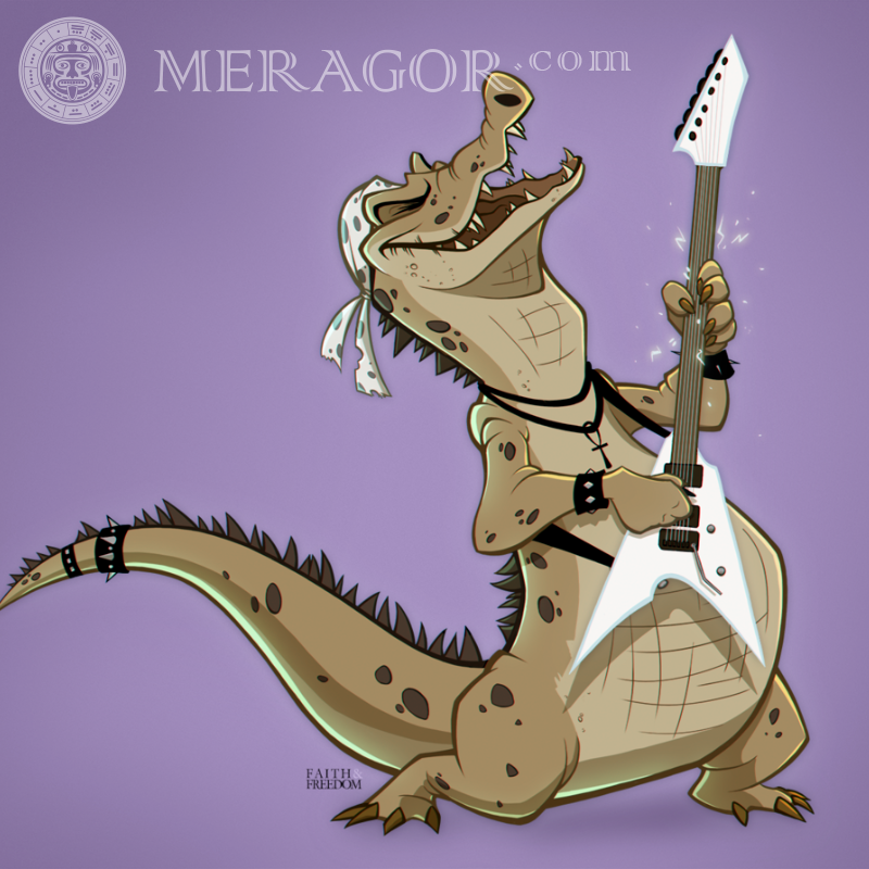 Roqueiro de crocodilo engraçado no avatar Crocodilos Animais engraçados