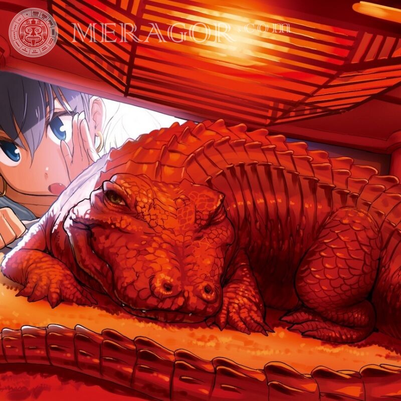Anime picture with a crocodile for icon download Crocodiles Anime, figure