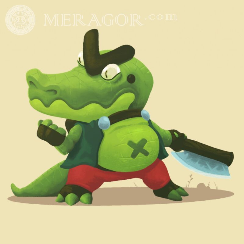 Drawn crocodile for icon Crocodiles With weapon Steam