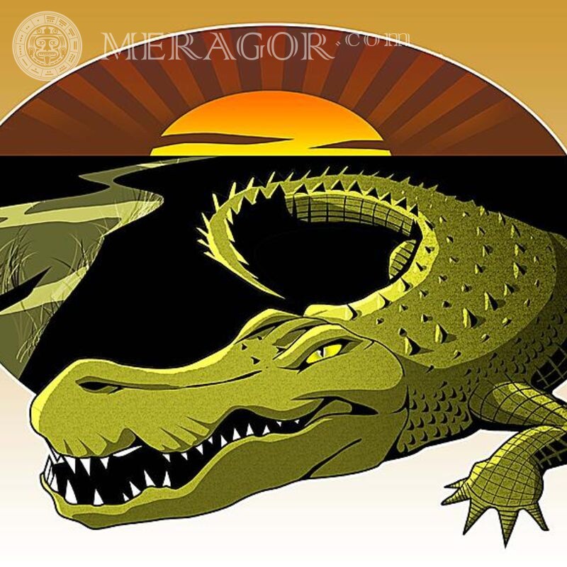 Арт с крокодилом для аватара Аниме, рисунок Крокодилы