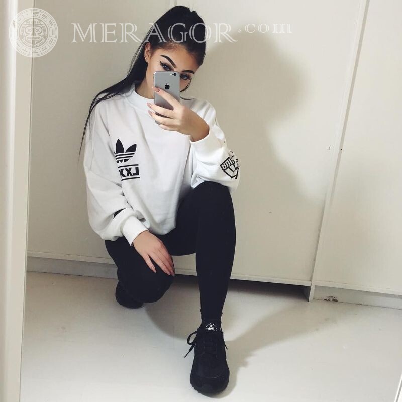 Selfie cool girl for icon Without face Brunettes Mod