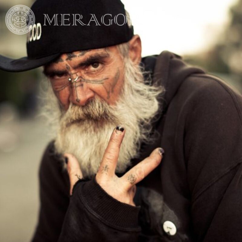 Cooler Großvater auf Avatar herunterladen Ältere Menschen Amerikaner In der Kappe Gesichter, Porträts