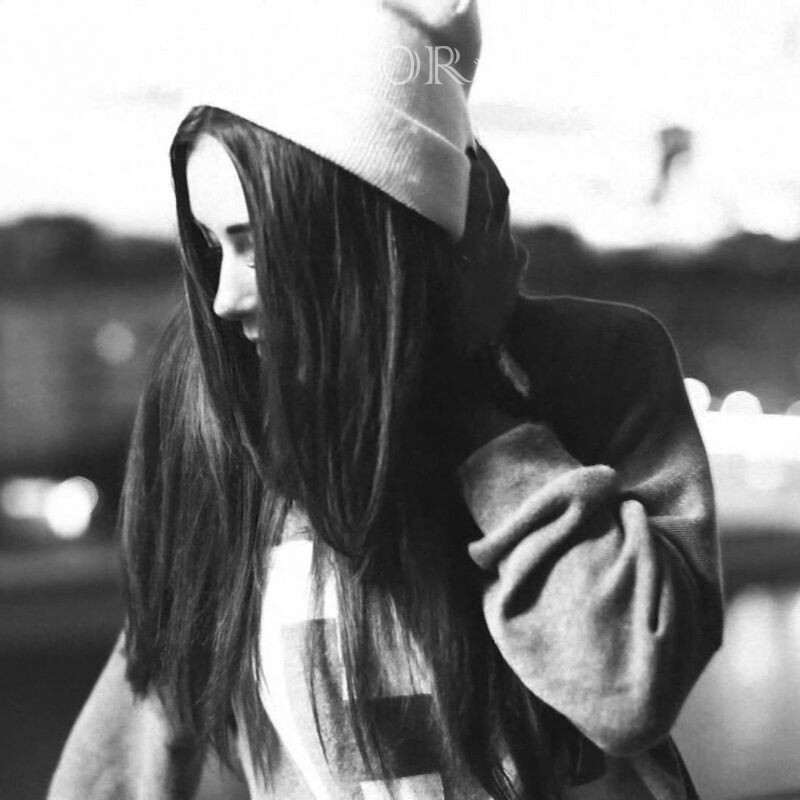 Cool icon for Girls Black and white Without face In a cap Girls