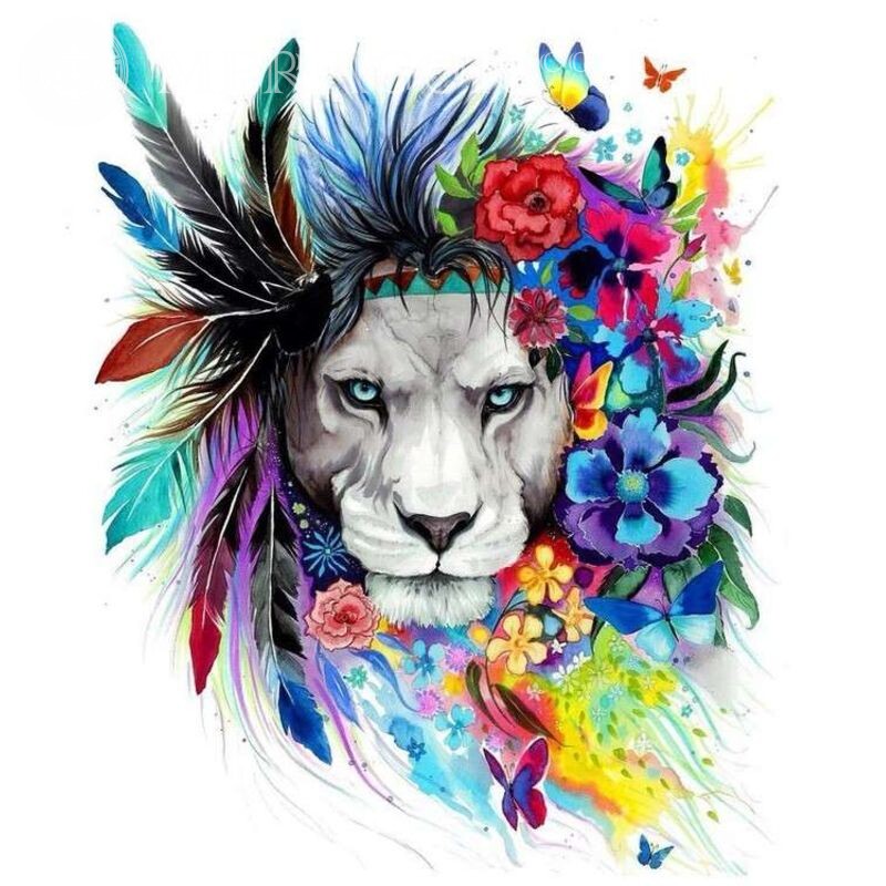 Rosto de leão no avatar Leões Abstração