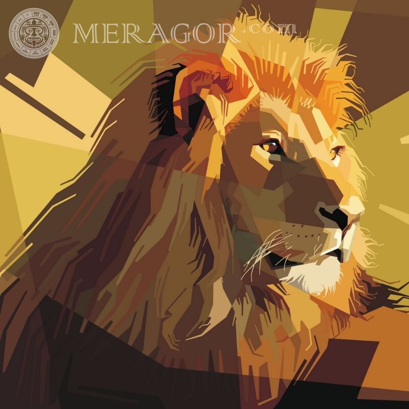 Арт со львом на аватар Львы Аниме, рисунок