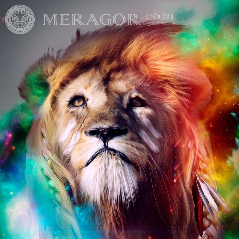 Arte facial de leão no avatar Leões