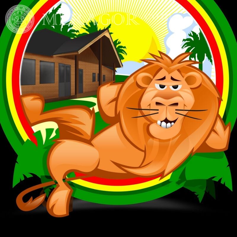 Leão alegre no desenho do avatar Leões