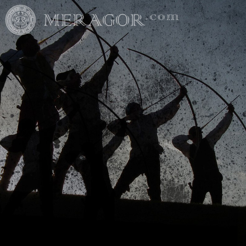 Archers warriors of England avatar With weapon Silhouette