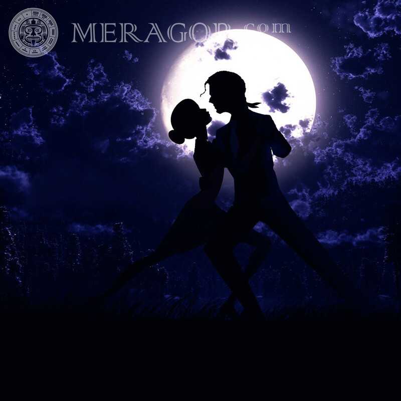 Dance of couple silhouette avatar Silhouette Boy with girl