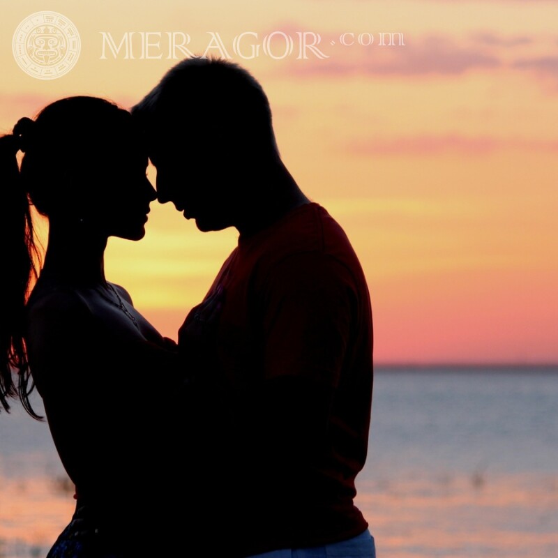 Guy girl silhouettes at sunset avatar Boy with girl Love Silhouette