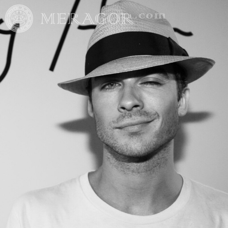 Ian Somerhalder in a hat photo on the profile picture Celebrities In a cap For VK Faces, portraits