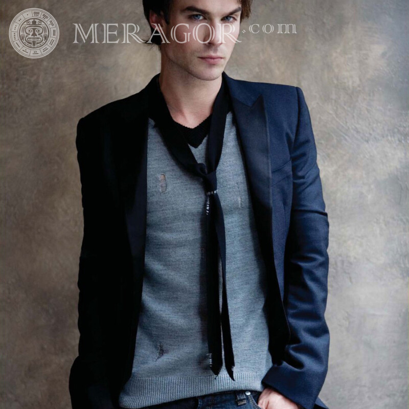 Ian Somerhalder in a jacket photo on the profile picture Celebrities Business For VK Faces, portraits