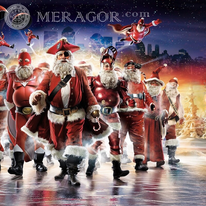 Прикольные Санта Клаусы-пираты на аву Праздники Дед мороз Новогодние