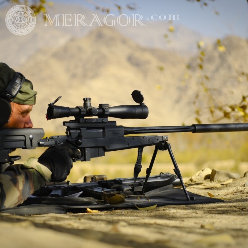 Foto eines Scharfschützen auf einem Avatar herunterladen Mit Waffe Herr Schießen