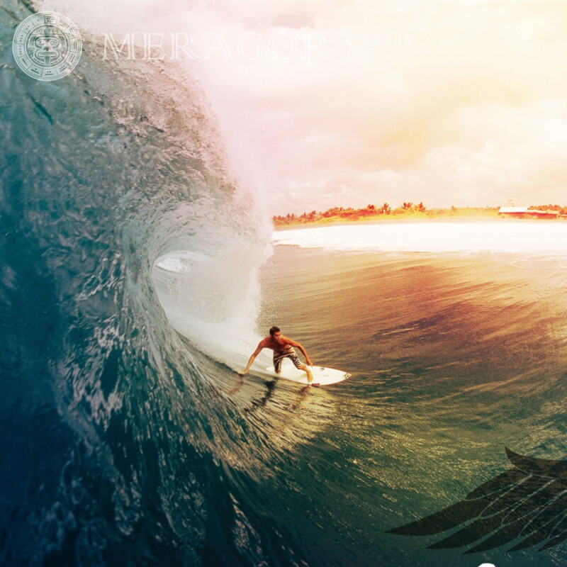 Baixar Avatar com um surfista nas ondas Surf, natação No mar Rapazes
