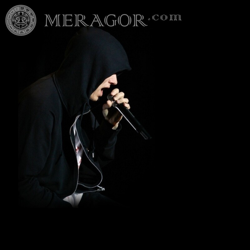 Singer in a black hood on the profile picture Musicians, Dancers Without face Hooded