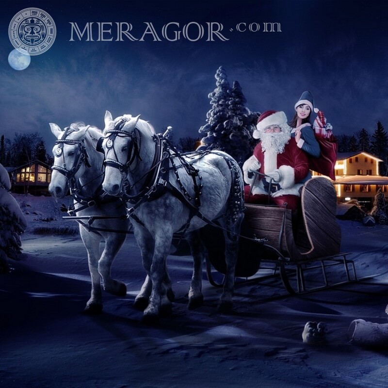 Дед Мороз со Снегуркой новогодняя ава Weihnachtsmann Weihnachten Avatare Feierzeit