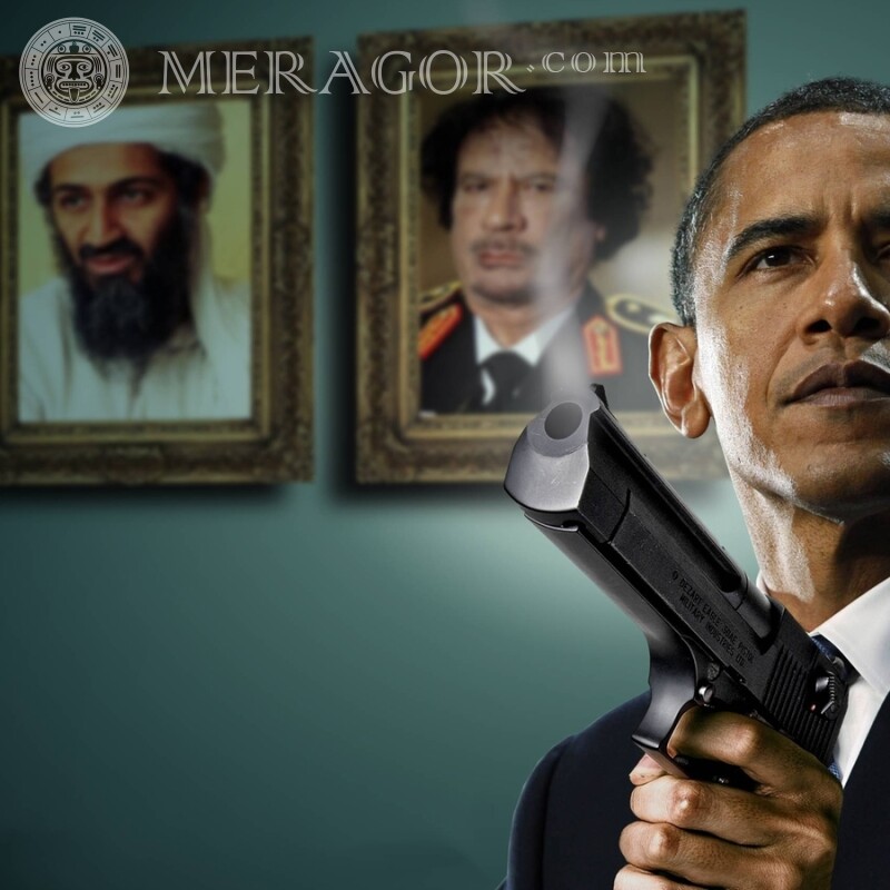 Barack Obama auf Avatar herunterladen Prominente Schwarze Herr Mit Waffe