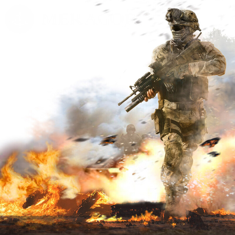 Soldat mit Waffe auf Avatar herunterladen Mit Waffe Maske