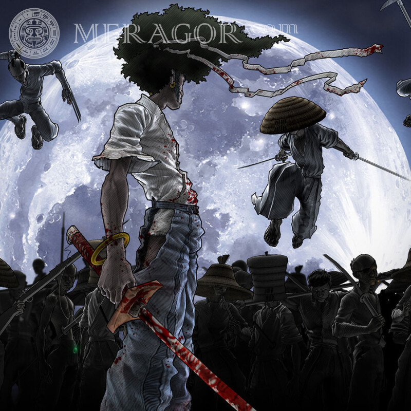 Kunst mit Kriegern auf Avatar herunterladen Anime, Zeichnung Mit Waffe