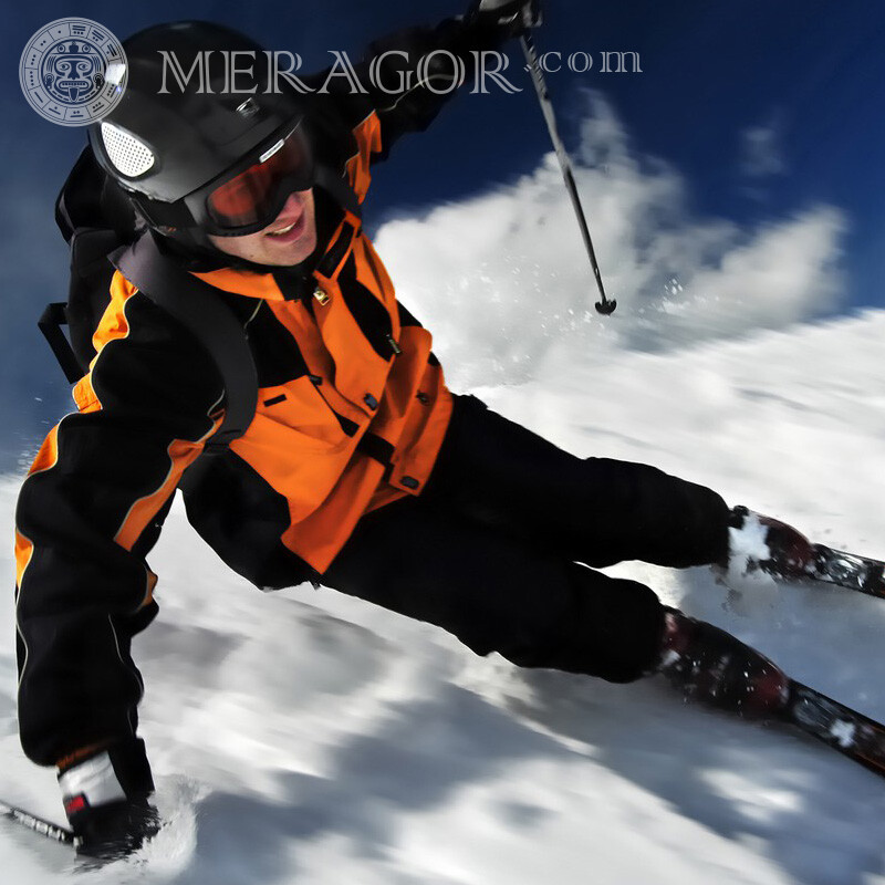 Skifahrer Anzug Helm Brille Foto Maske Sportliche