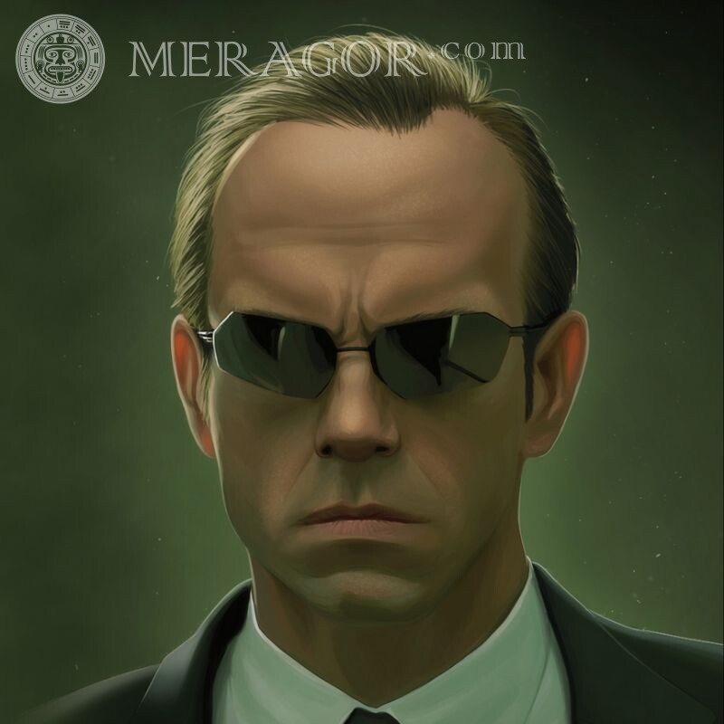 Matrix Agent Smith no avatar Pessoa, retratos Americanos Em óculos de sol Negócios
