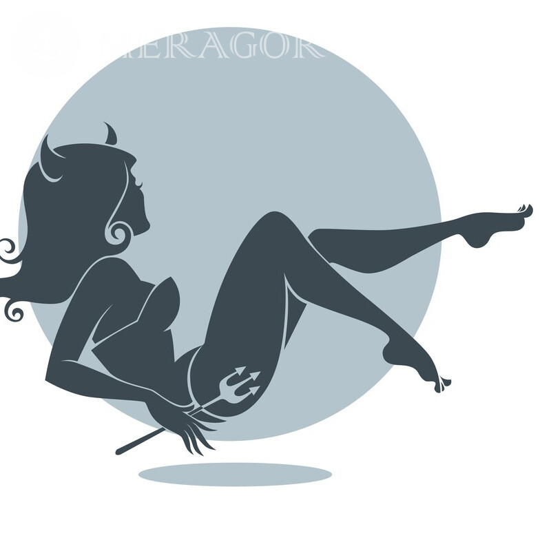 Sexy devil drawing in a social network Silhouette