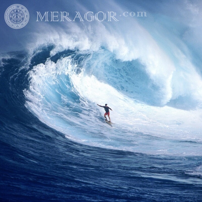 Серфер на волнах на аватарку скачать Серфинг, плавание На море Спортивные