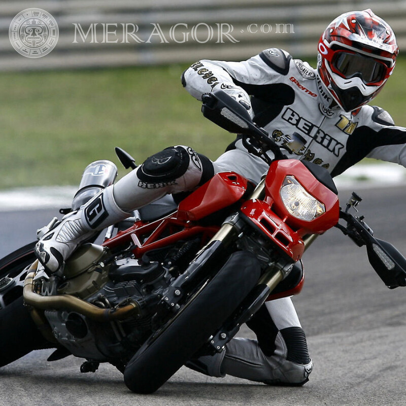 Racer Foto auf einem Motorrad auf einem Avatar herunterladen Velo, Motorsport Transport Rennen