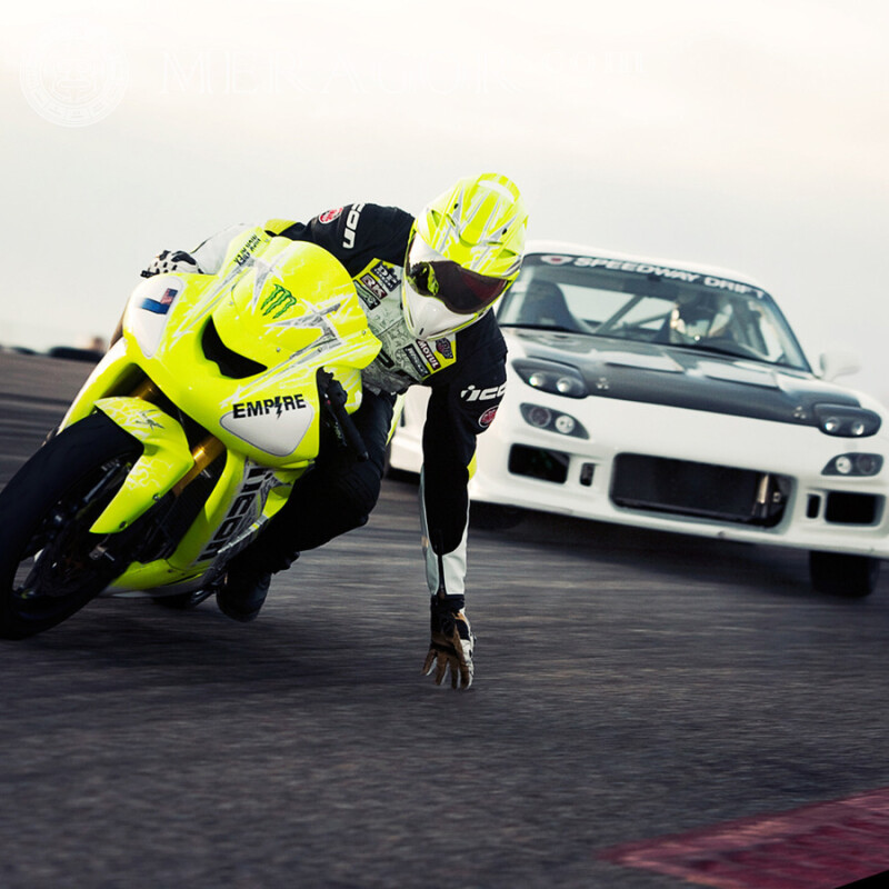 Foto eines Fahrers auf einem Motorrad-Avatar herunterladen Velo, Motorsport Transport Rennen