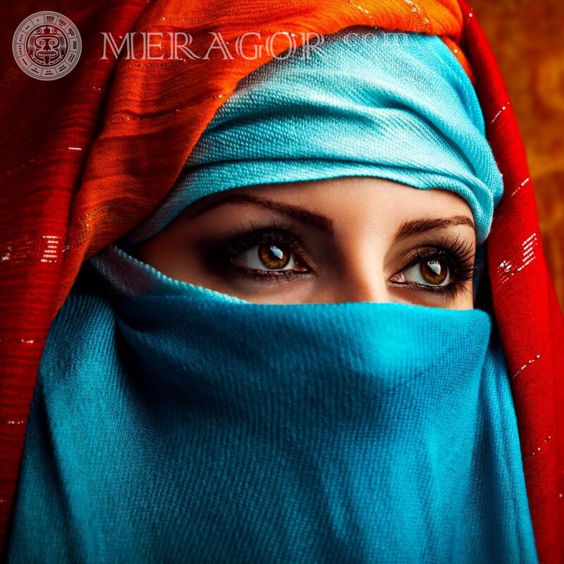 Mujer musulmana en avatar cara cerrada Árabe, musulmán