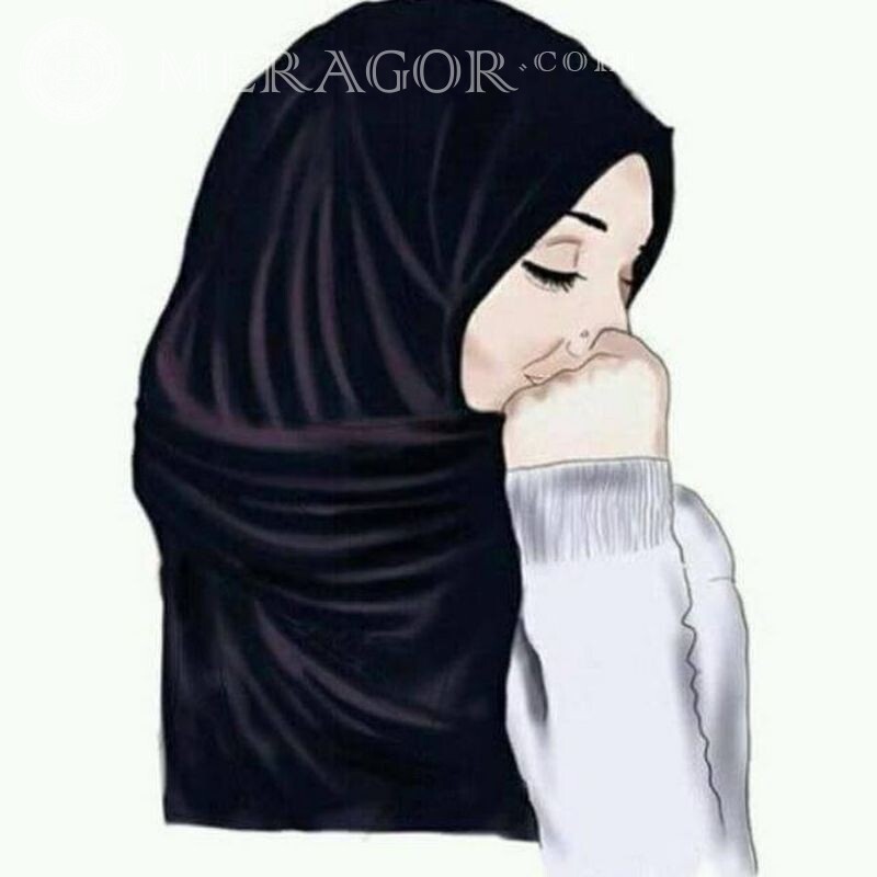 Imagen de una niña musulmana en una página de avatar Árabe, musulmán Anime, figura Sin rostro