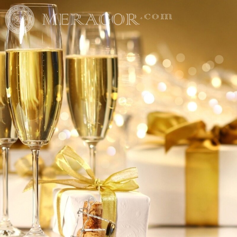 Glasses with champagne for icon download photo Holidays