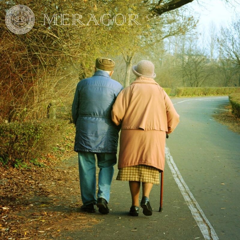 An elderly couple, icon about love without face Boy with girl Love From back