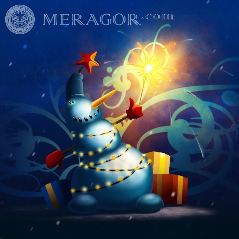 Boneco de neve no desenho do avatar Feriados Para o ano novo