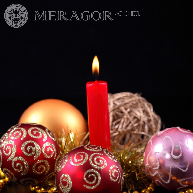 Avatar avec décorations de Noël et bougie Fêtes de Nouvel an