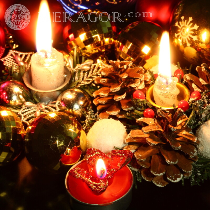 Christmas candles on the profile picture Holidays New Year