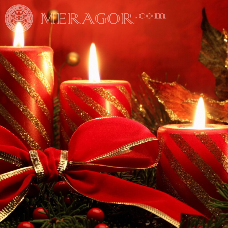 Velas navideñas en el avatar descargar en la portada Fiesta Para el año nuevo